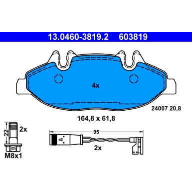 ATE Bremsbelagsatz, Scheibenbremse 13.0460-3819.2 ATE Bremsbelagsatz, Scheibenbremse 13.0460-3819.2