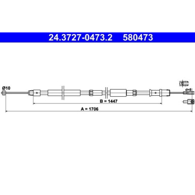 2 x ATE Seilzug, Feststellbremse 24.3727-0473.2 2 x ATE Seilzug, Feststellbremse 24.3727-0473.2