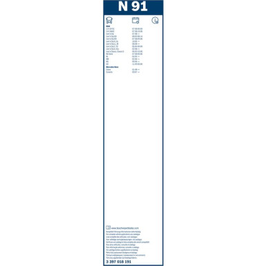 BOSCH N 91 Scheibenwischer Twin 3 397 018 191