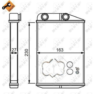 NRF Wärmetauscher, Innenraumheizung mit Montagematerial EASY FIT 54309 NRF Wärmetauscher, Innenraumheizung mit Montagematerial EASY FIT 54309