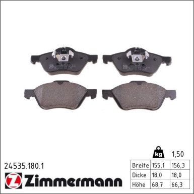 Zimmermann Bremsbelagsatz, Scheibenbremse 24535.180.1 Zimmermann Bremsbelagsatz, Scheibenbremse 24535.180.1