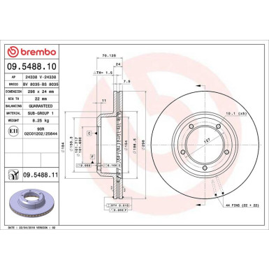 Brembo Bremsscheibe PRIME LINE - UV Coated 09.5488.11 Brembo Bremsscheibe PRIME LINE - UV Coated 09.5488.11