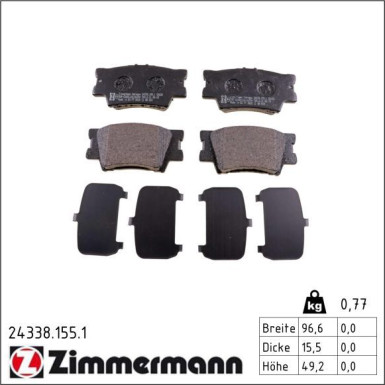 Zimmermann Bremsbelagsatz, Scheibenbremse 24338.155.1 Zimmermann Bremsbelagsatz, Scheibenbremse 24338.155.1