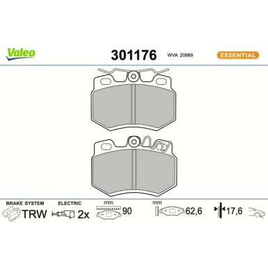 Valeo Bremsbelagsatz, Scheibenbremse ESSENTIAL 301176