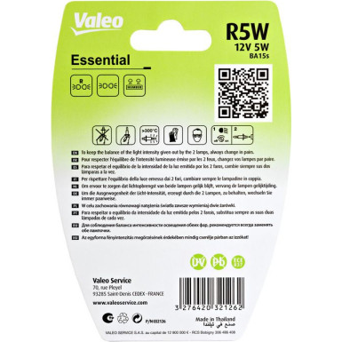 Valeo Glühlampe, Blinkleuchte ESSENTIAL 032126