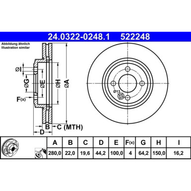 ATE Bremsscheibe PowerDisc 24.0322-0248.1 ATE Bremsscheibe PowerDisc 24.0322-0248.1