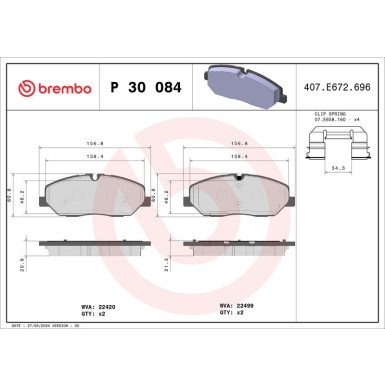 Brembo Bremsbelagsatz, Scheibenbremse PRIME LINE P 30 084