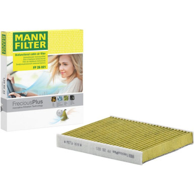 MANN-FILTER FP 26 021 Innenraumfilter FreciousPlus Aktivkohlefilter mit Polyphenol, antibakteriell, Feinstaubfilter (PM 2.5)