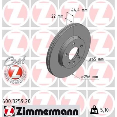 Zimmermann Bremsscheibe Coat Z 600.3259.20