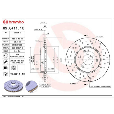 Brembo Bremsscheibe XTRA LINE - Xtra 09.8411.1X Brembo Bremsscheibe XTRA LINE - Xtra 09.8411.1X
