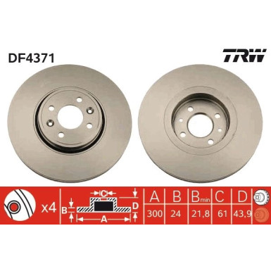 TRW Bremsscheibe DF4371 TRW Bremsscheibe DF4371