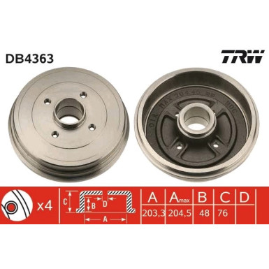 TRW Bremstrommel DB4363