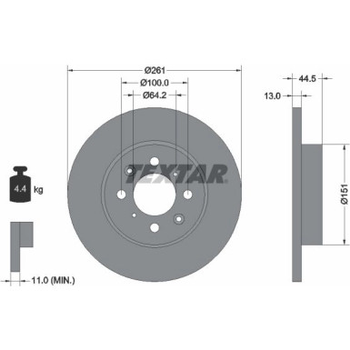 Textar Bremsscheibe 92090100 Textar Bremsscheibe 92090100