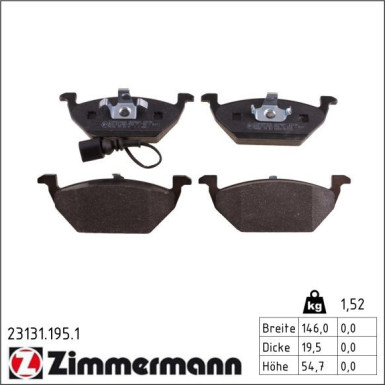 ZIMMERMANN BREMSSCHEIBEN Ø256 + BELÄGE VORNE für VW GOLF 4 POLO 9N AUDI A3 IBIZA (100.1233.20 + 23131.195.1)