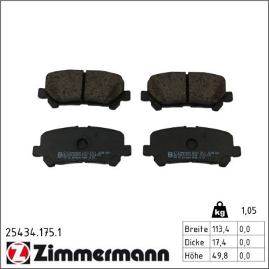 Zimmermann Bremsbelagsatz, Scheibenbremse 25434.175.1