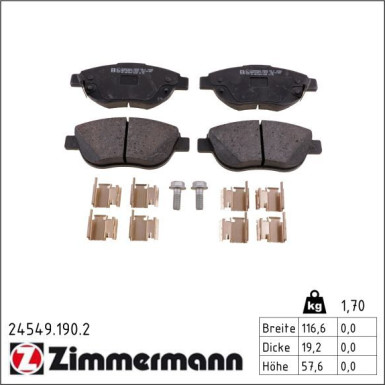 Zimmermann Bremsbelagsatz, Scheibenbremse 24549.190.2 Zimmermann Bremsbelagsatz, Scheibenbremse 24549.190.2