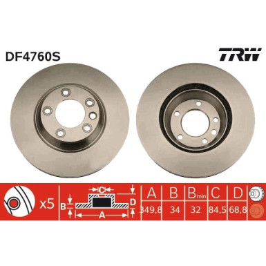 Bremsscheibe TRW SINGLE DF4760S