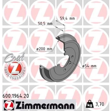 Zimmermann Bremstrommel Coat Z 600.1964.20