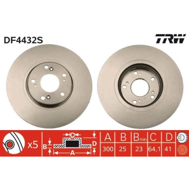 Bremsscheibe TRW SINGLE DF4432S Bremsscheibe TRW SINGLE DF4432S