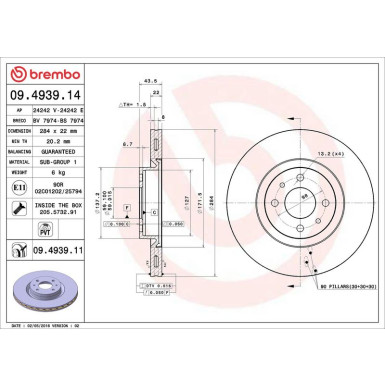 Brembo Bremsscheibe PRIME LINE - UV Coated 09.4939.11 Brembo Bremsscheibe PRIME LINE - UV Coated 09.4939.11