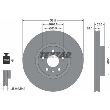 Textar Bremsscheibe PRO 92162303 Textar Bremsscheibe PRO 92162303