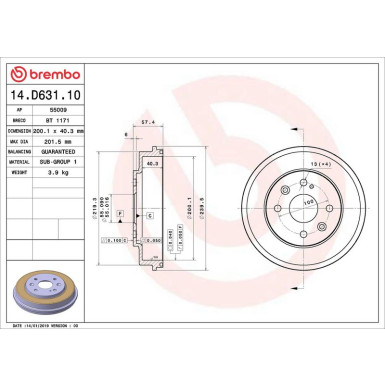 Brembo Bremstrommel ESSENTIAL LINE 14.D631.10