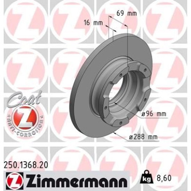 Zimmermann Bremsscheibe Coat Z 250.1368.20