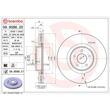 Brembo Bremsscheibe PRIME LINE - UV Coated 09.9586.21 Brembo Bremsscheibe PRIME LINE - UV Coated 09.9586.21