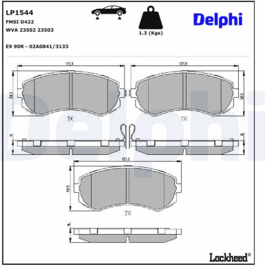 Delphi Bremsbelagsatz, Scheibenbremse LP1544 Delphi Bremsbelagsatz, Scheibenbremse LP1544