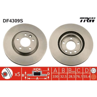 Bremsscheibe TRW SINGLE DF4309S