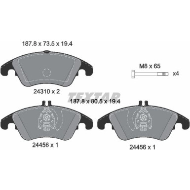 Textar Bremsbelagsatz, Scheibenbremse Q+ 2431001 Textar Bremsbelagsatz, Scheibenbremse Q+ 2431001