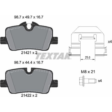 Textar Bremsbelagsatz, Scheibenbremse Q+ 2142101 Textar Bremsbelagsatz, Scheibenbremse Q+ 2142101