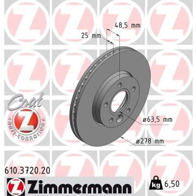 Zimmermann Bremsscheibe Coat Z 610.3720.20