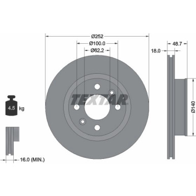 Textar Bremsscheibe PRO 92196503 Textar Bremsscheibe PRO 92196503