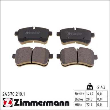 Zimmermann Bremsbelagsatz, Scheibenbremse 24570.210.1 Zimmermann Bremsbelagsatz, Scheibenbremse 24570.210.1
