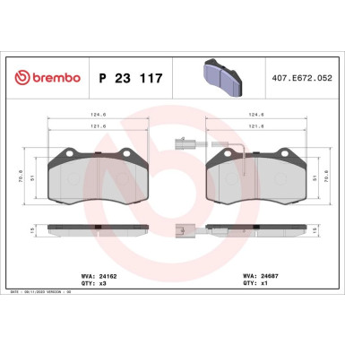 Brembo Bremsbelagsatz, Scheibenbremse PRIME LINE P 23 117 Brembo Bremsbelagsatz, Scheibenbremse PRIME LINE P 23 117