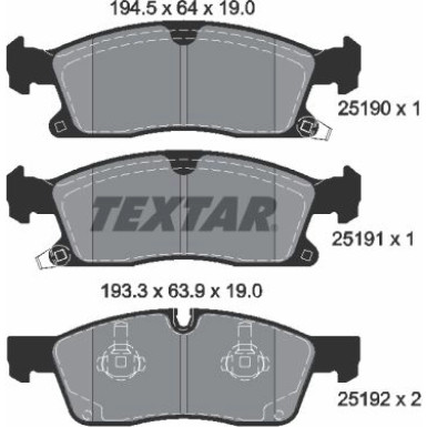 Textar Bremsbelagsatz, Scheibenbremse Q+ 2519002 Textar Bremsbelagsatz, Scheibenbremse Q+ 2519002