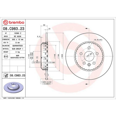 Brembo Bremsscheibe PRIME LINE - Lightweight 08.C983.23 Brembo Bremsscheibe PRIME LINE - Lightweight 08.C983.23