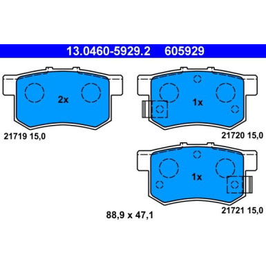 ATE Bremsbelagsatz, Scheibenbremse 13.0460-5929.2 ATE Bremsbelagsatz, Scheibenbremse 13.0460-5929.2