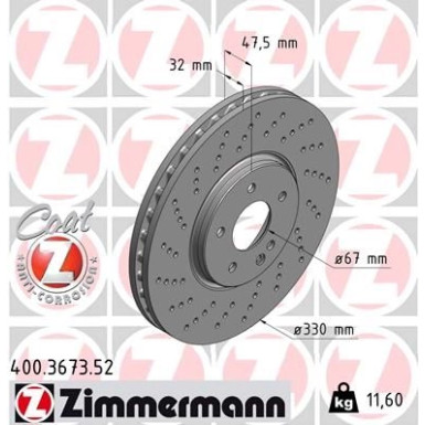 Zimmermann Bremsscheibe SPORT Z 400.3673.52 Zimmermann Bremsscheibe SPORT Z 400.3673.52