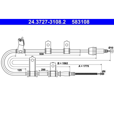 Seilzug, Feststellbremse 24.3727-3108.2 Seilzug, Feststellbremse 24.3727-3108.2