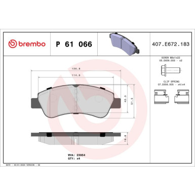 Brembo Bremsbelagsatz, Scheibenbremse PRIME LINE P 61 066 Brembo Bremsbelagsatz, Scheibenbremse PRIME LINE P 61 066