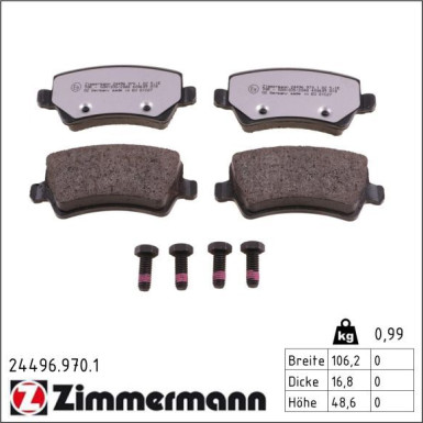 Bremsbelagsatz, Scheibenbremse 24496.970.1 Bremsbelagsatz, Scheibenbremse 24496.970.1