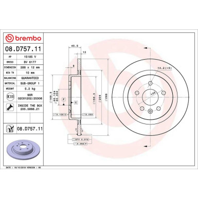 Brembo Bremsscheibe PRIME LINE - UV Coated 08.D757.11
