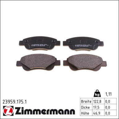 Zimmermann Bremsbelagsatz, Scheibenbremse 23959.175.1