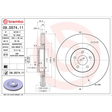 Brembo Bremsscheibe PRIME LINE - UV Coated 09.D574.11