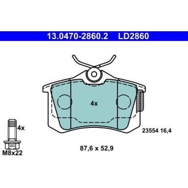 Bremsbelagsatz, Scheibenbremse 13.0470-2860.2