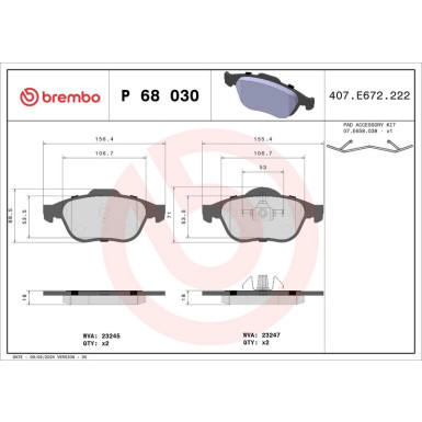 Brembo Bremsbelagsatz, Scheibenbremse PRIME LINE P 68 030