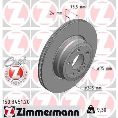 Zimmermann Bremsscheibe Coat Z 150.3451.20 Zimmermann Bremsscheibe Coat Z 150.3451.20