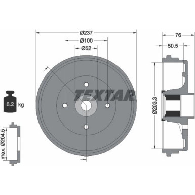 Textar Bremstrommel 94041400
